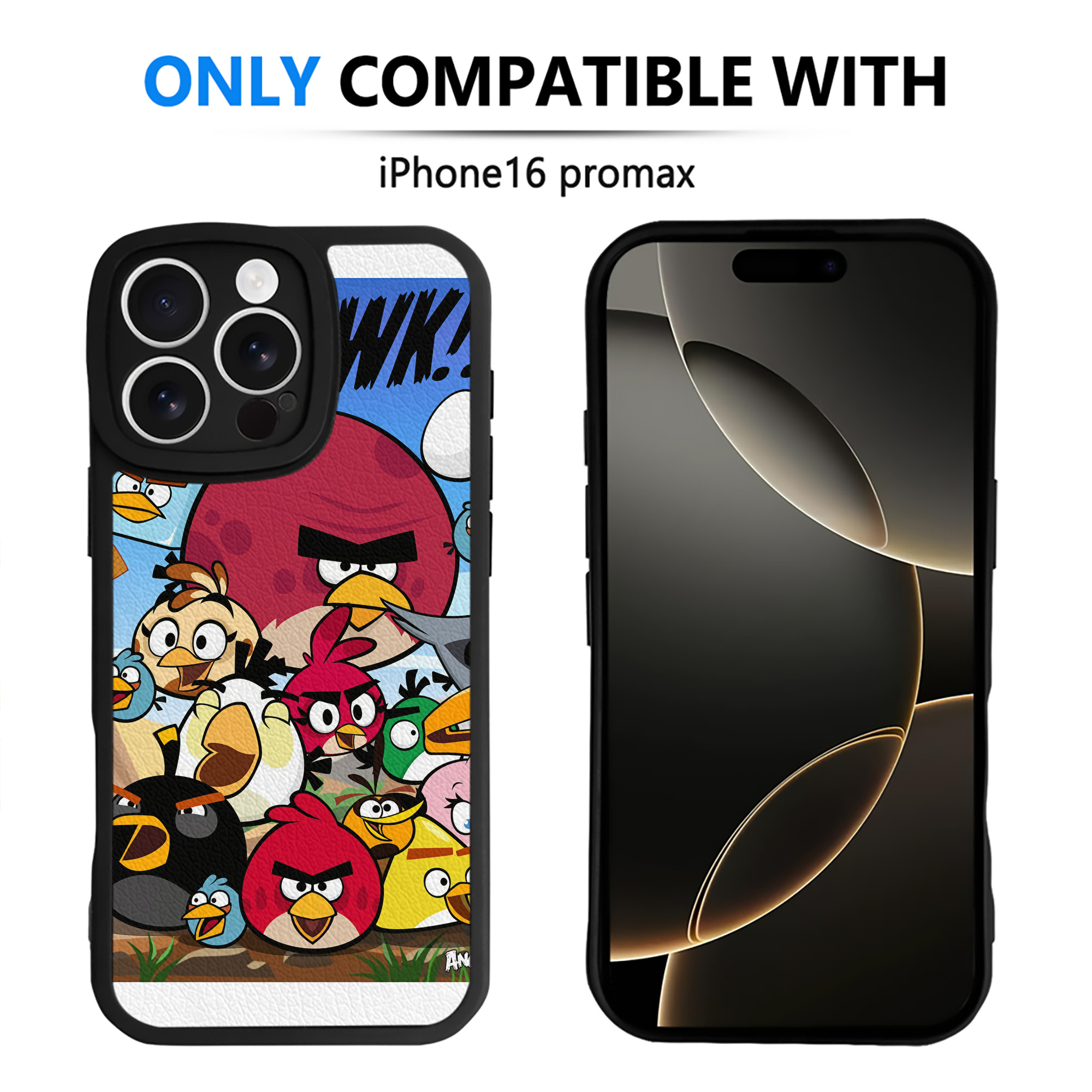 （画像用） Angry Birds アングリーバード 【iPhone 16シリーズ対応】シリコンスマホケース（レザー調） 材質：シリコン